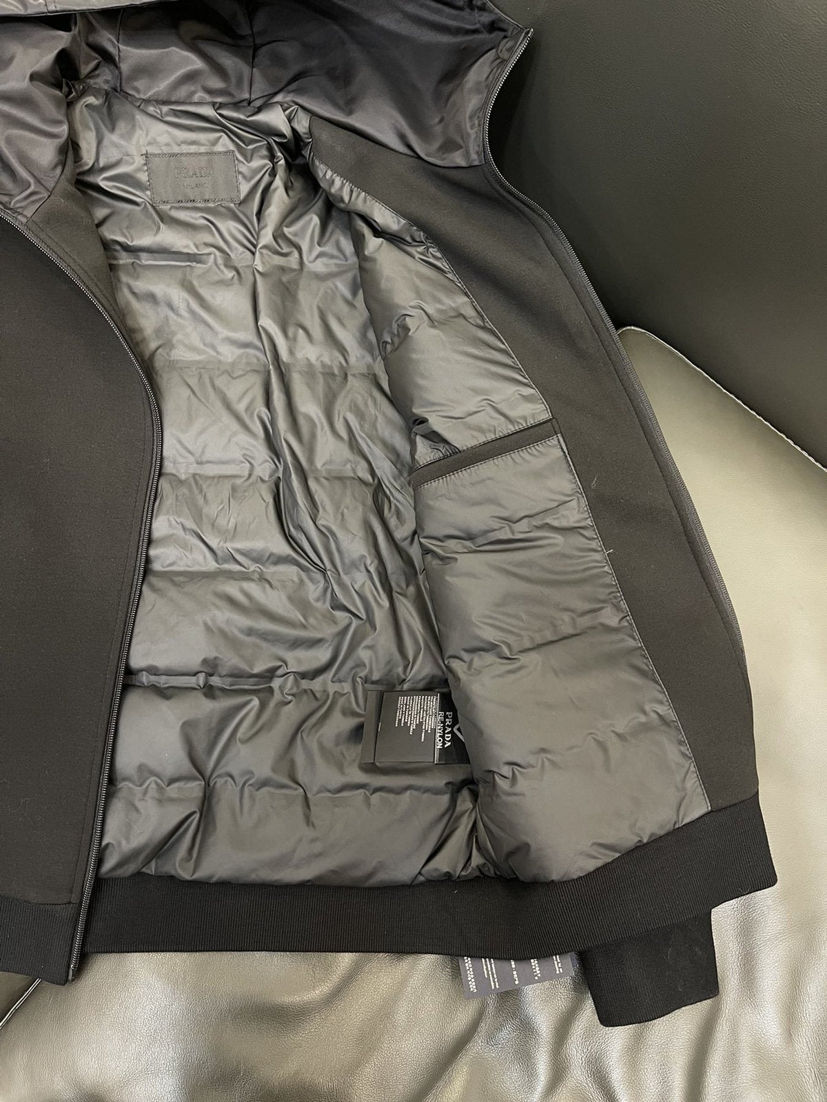 Prada Black Hooded Full-Zip Jacket with Triangle Chest Badge