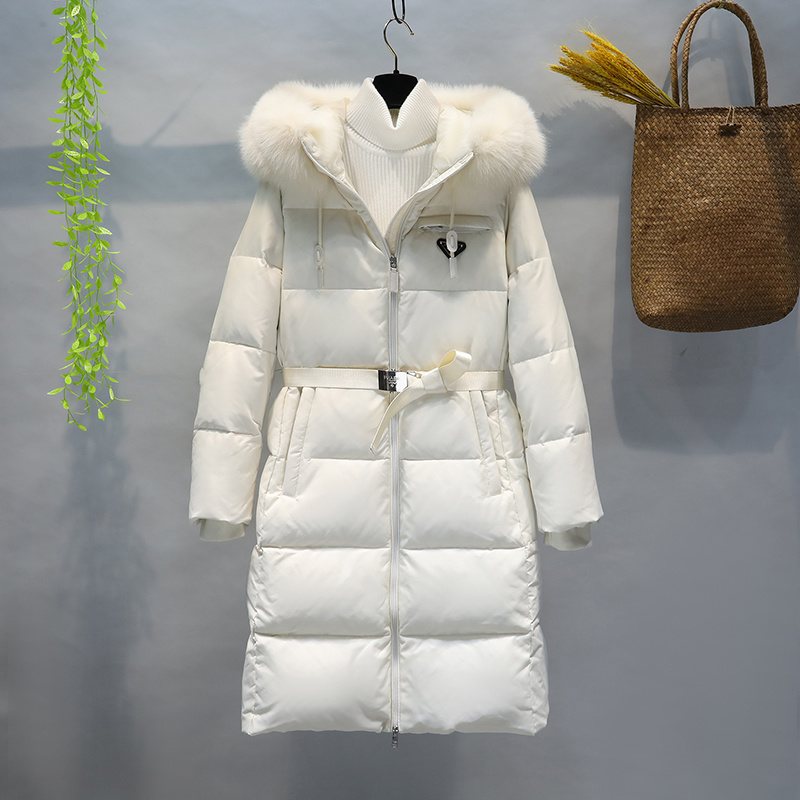 Prada Fur-Trim Hooded Longline Puffer Jacket