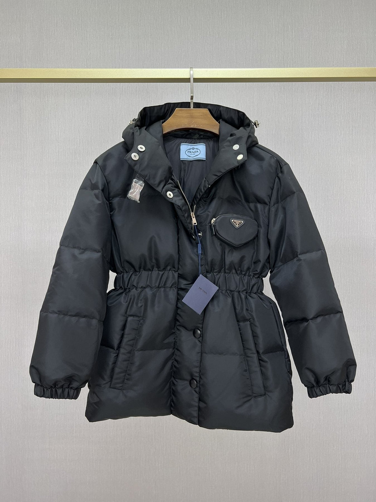 Prada Hooded Gathered-Waist Puffer Jacket