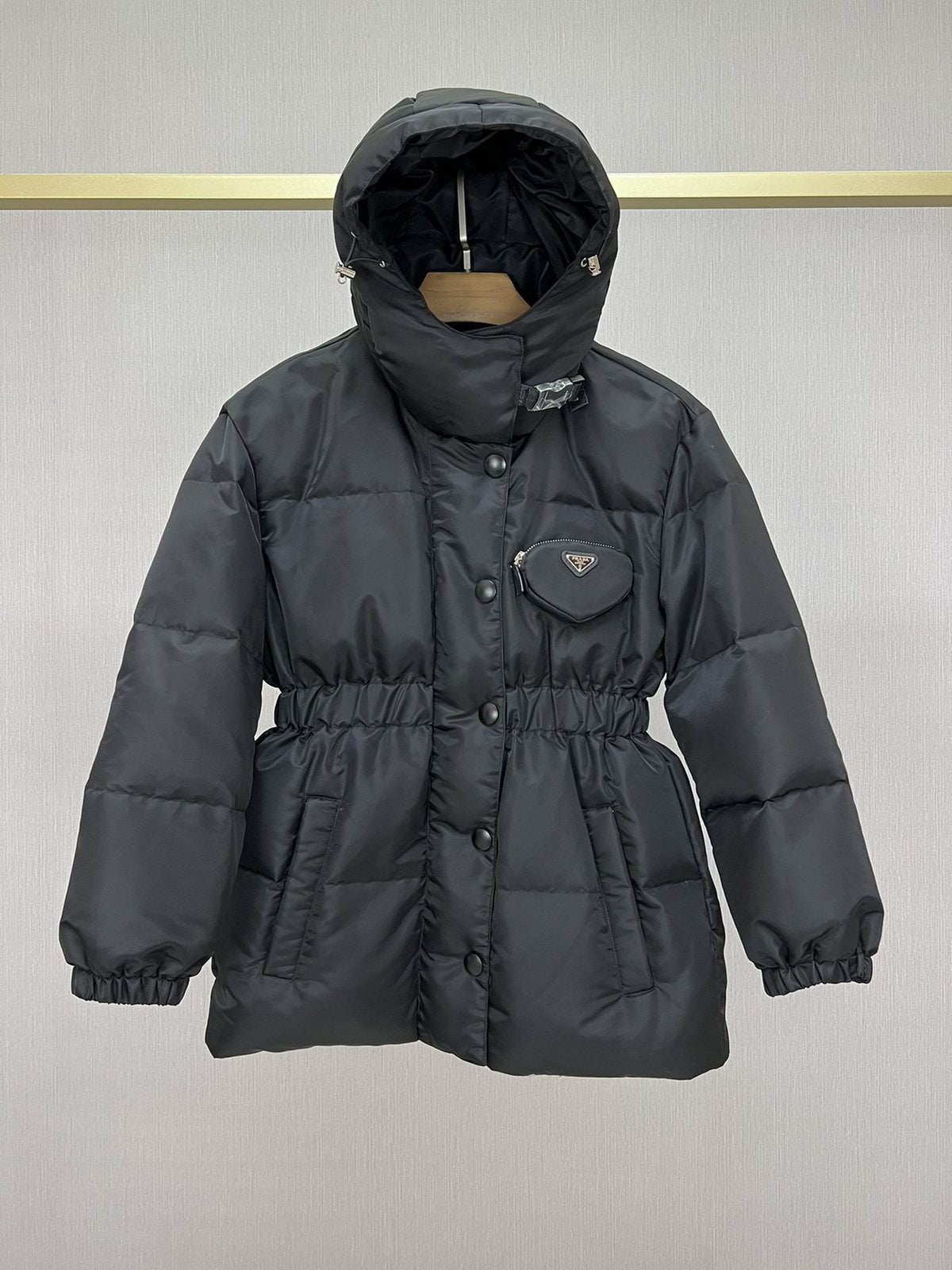 Prada Hooded Gathered-Waist Puffer Jacket