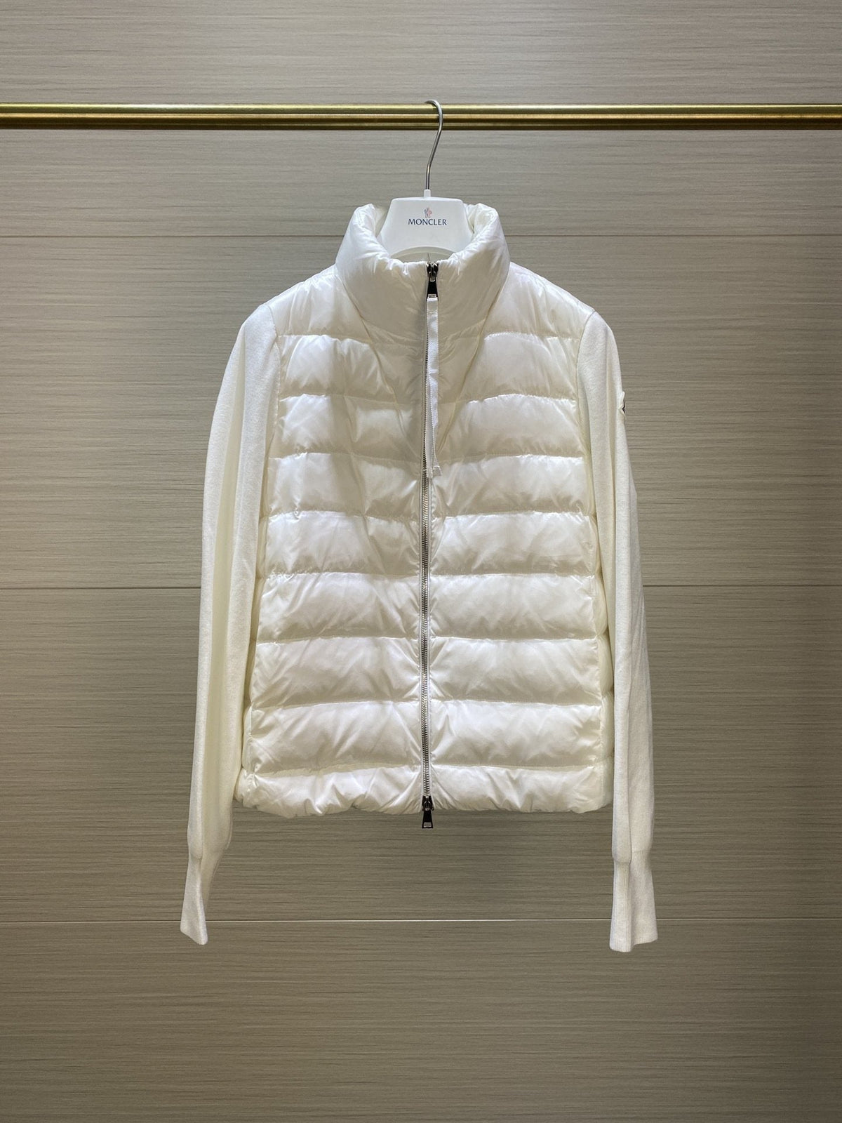 Moncler Women's Knit-Sleeve Hybrid Puffer Jacket