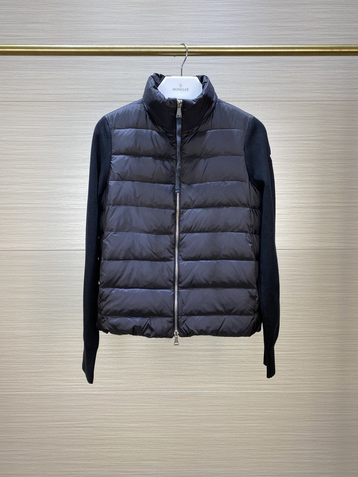 Moncler Women's Knit-Sleeve Hybrid Puffer Jacket