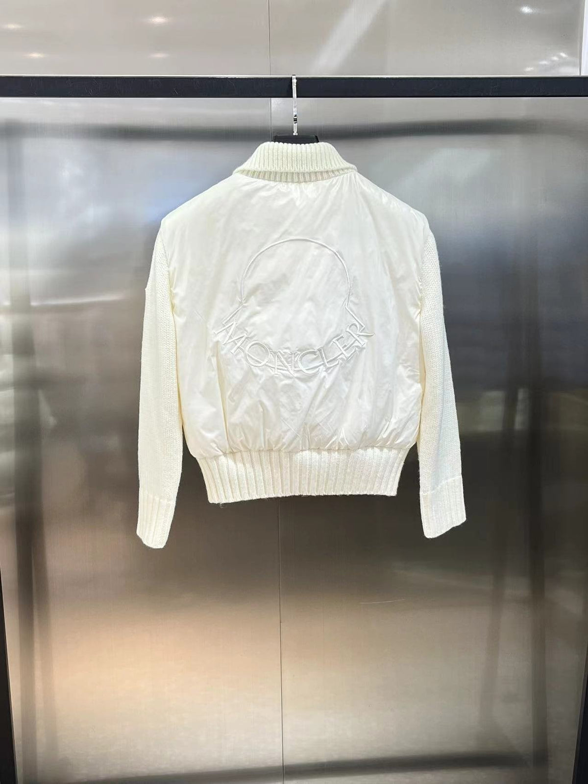 Moncler Women's Short Quilted Knit-Sleeve Jacket