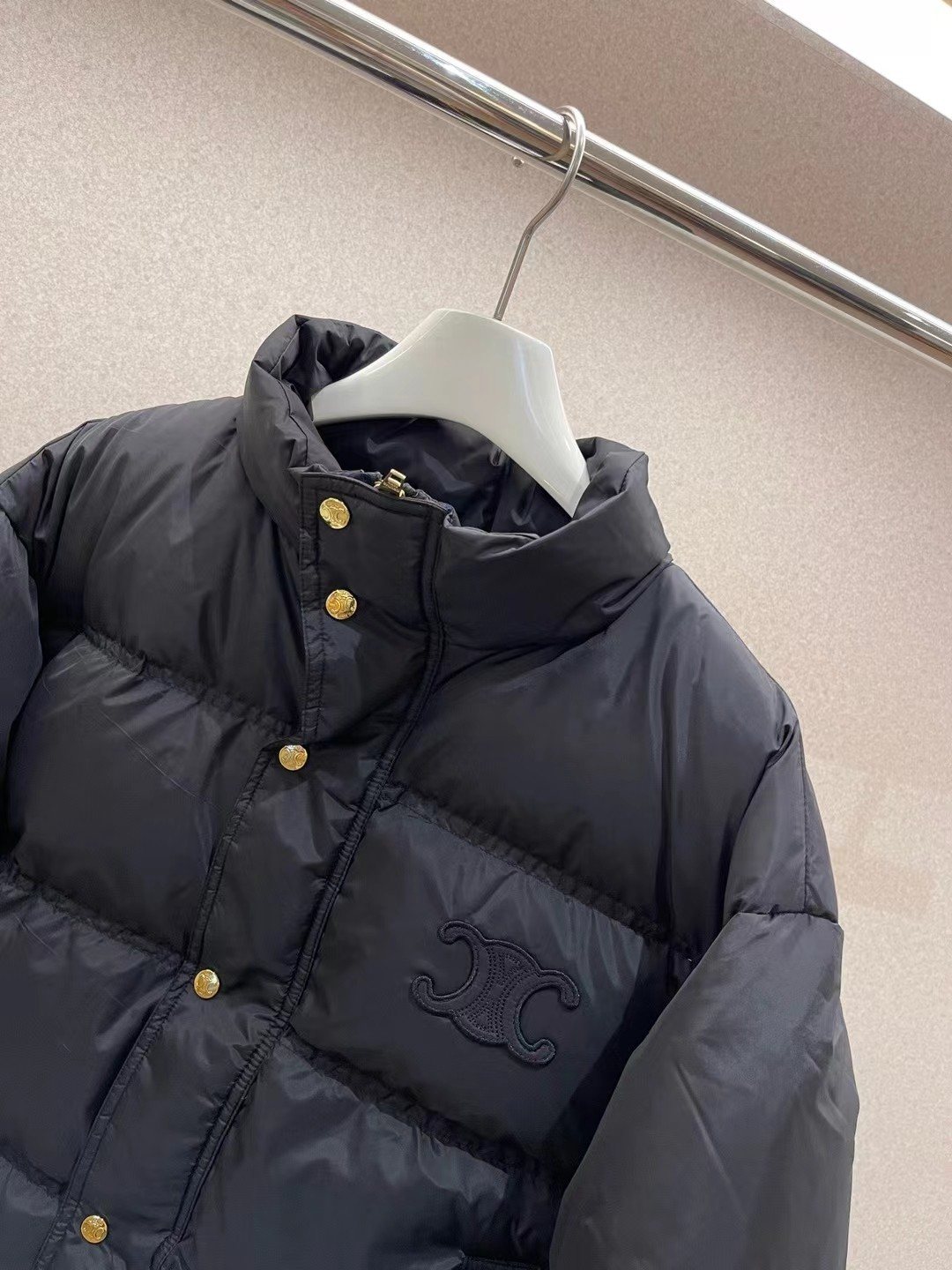 CELINE Down Coat Cropped Quilted Puffer Coat