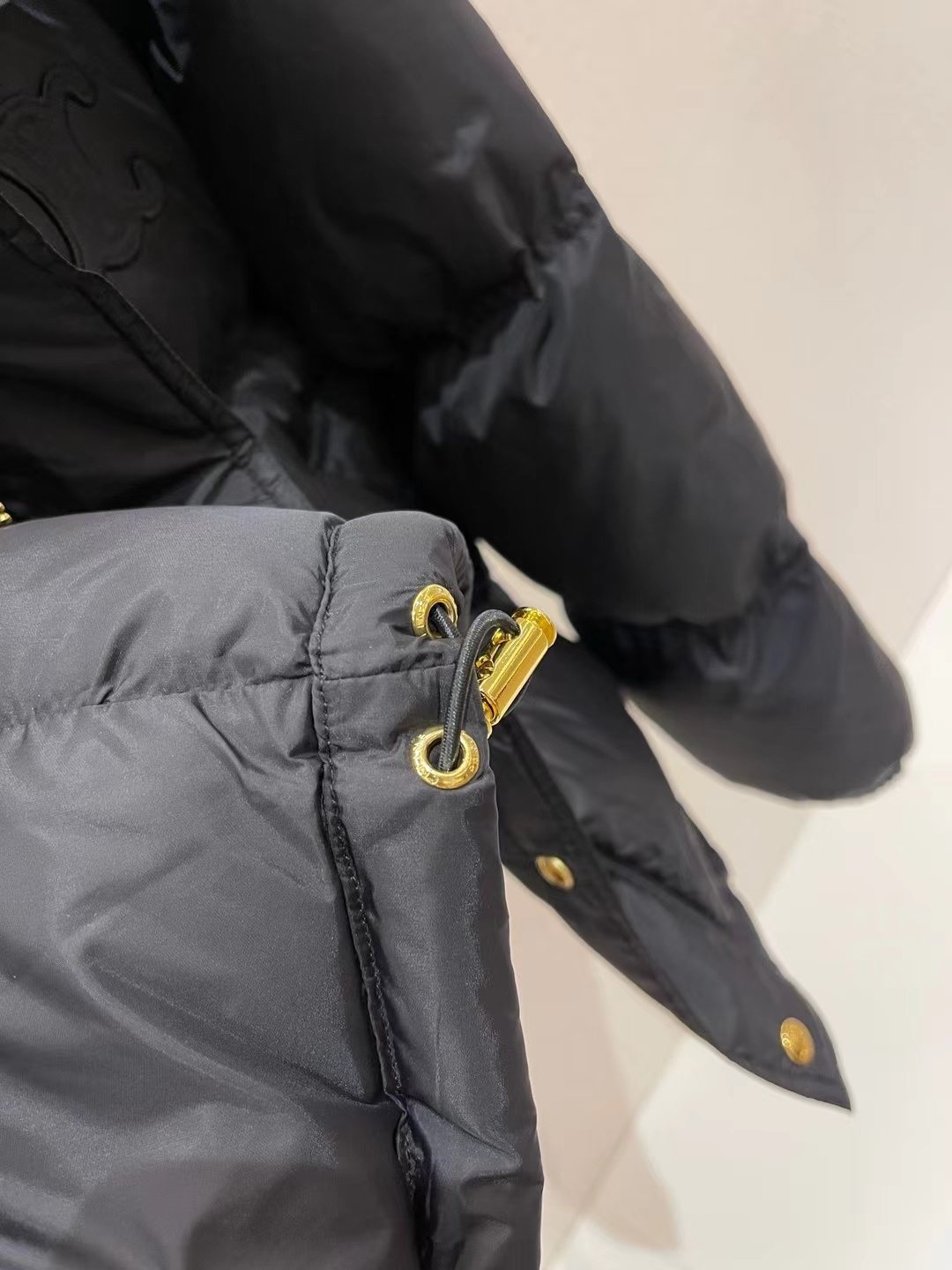 CELINE Down Coat Cropped Quilted Puffer Coat