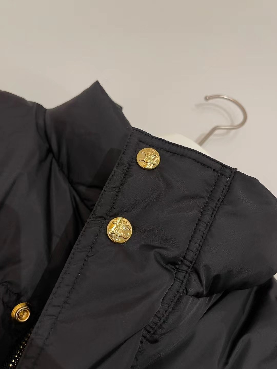 CELINE Down Coat Cropped Quilted Puffer Coat