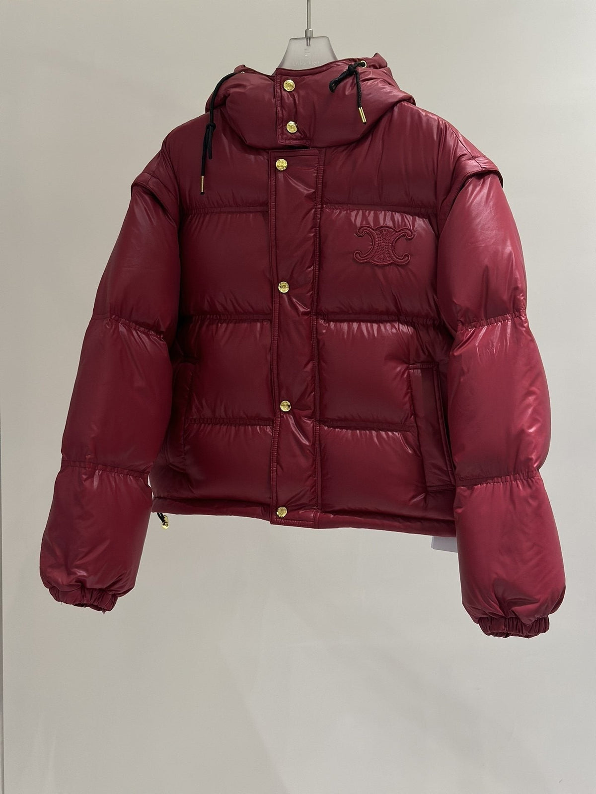 CELINE Down Coat Women's Convertible Hooded Puffer Coat