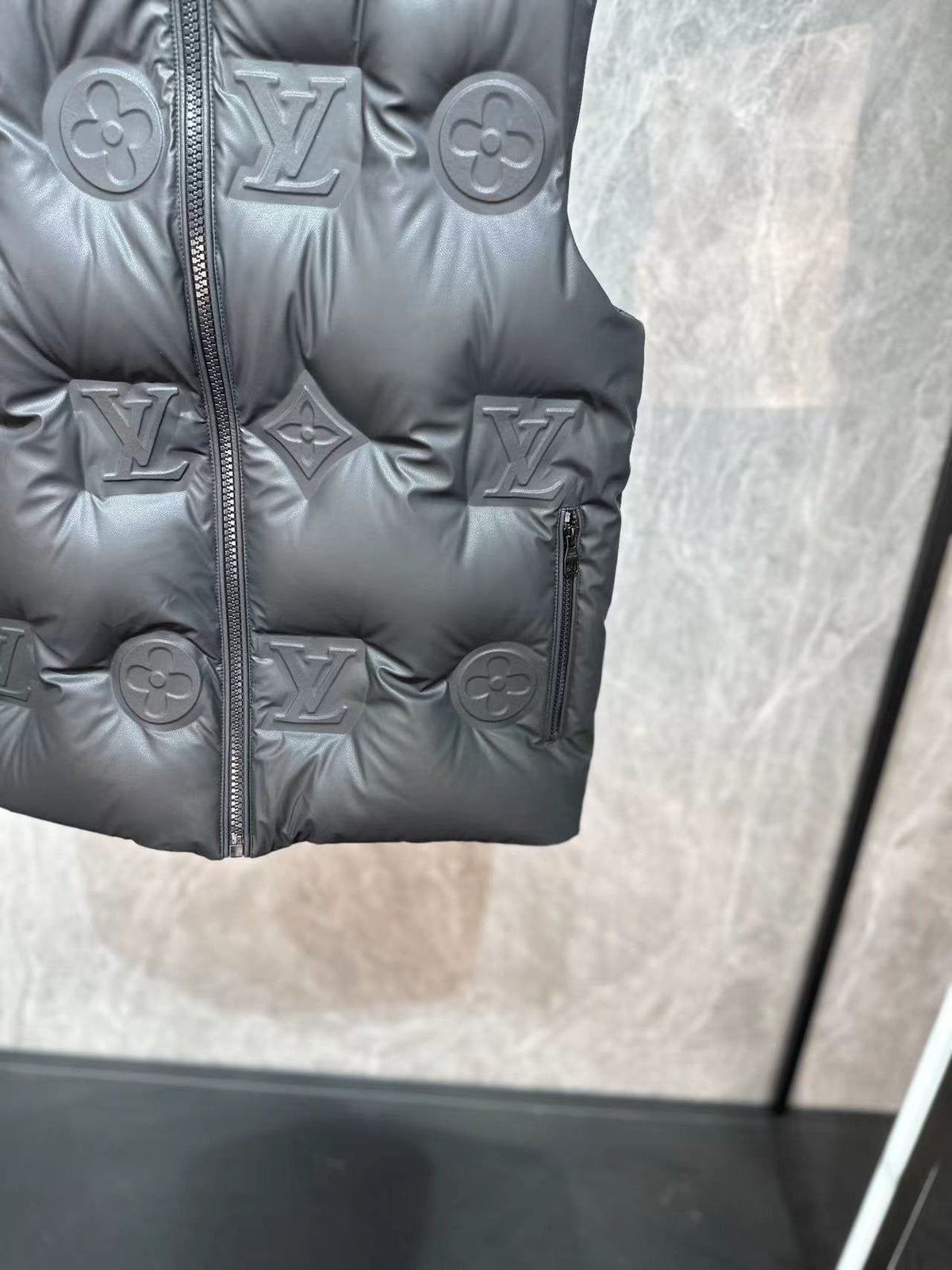 LV Tonal Monogram Hooded Quilted Vest