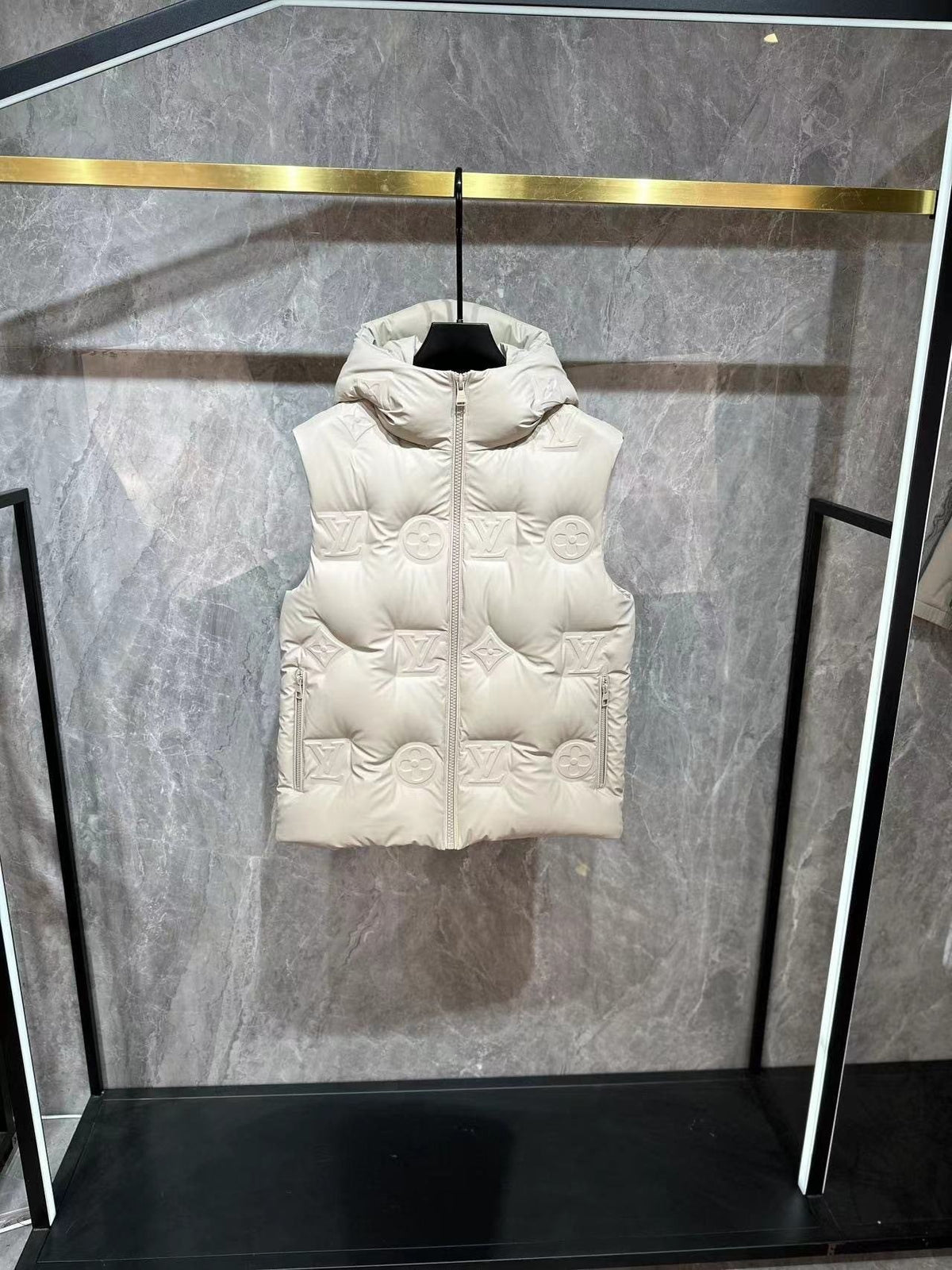 LV Tonal Monogram Hooded Quilted Vest