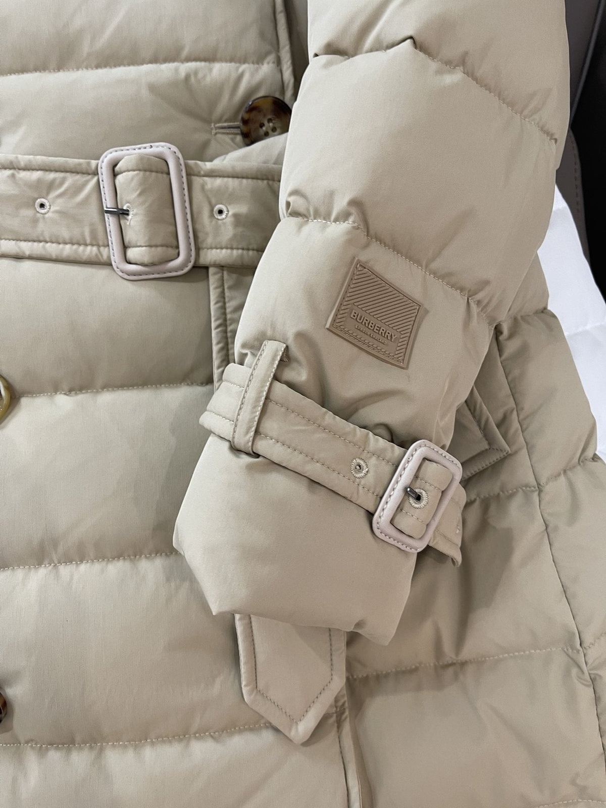 Burberry Belted Double-Breasted Long Down Jacket