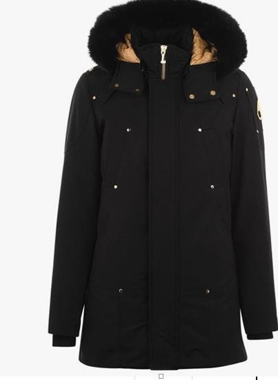 Moose Knuckles Black Fur-Trim Hood Gold-Lined Parka