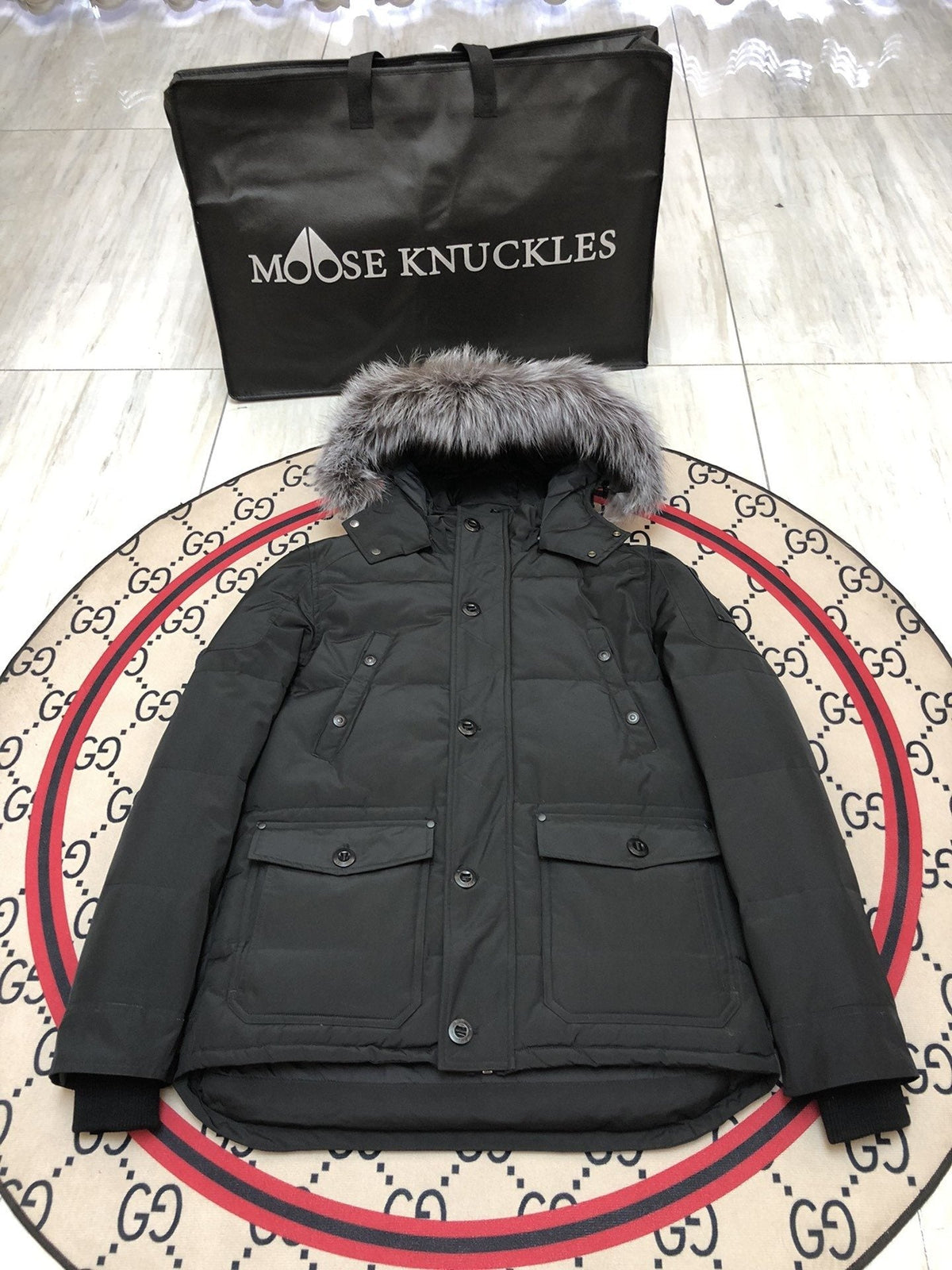 Moose Knuckles Men's Fur-Trim Hooded Puffer Jacket
