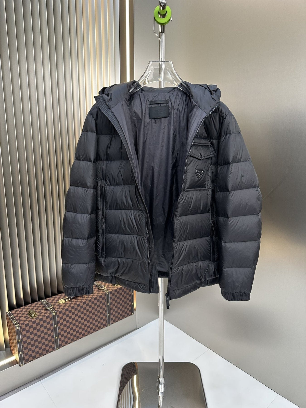 Prada Black Hooded Puffer Jacket