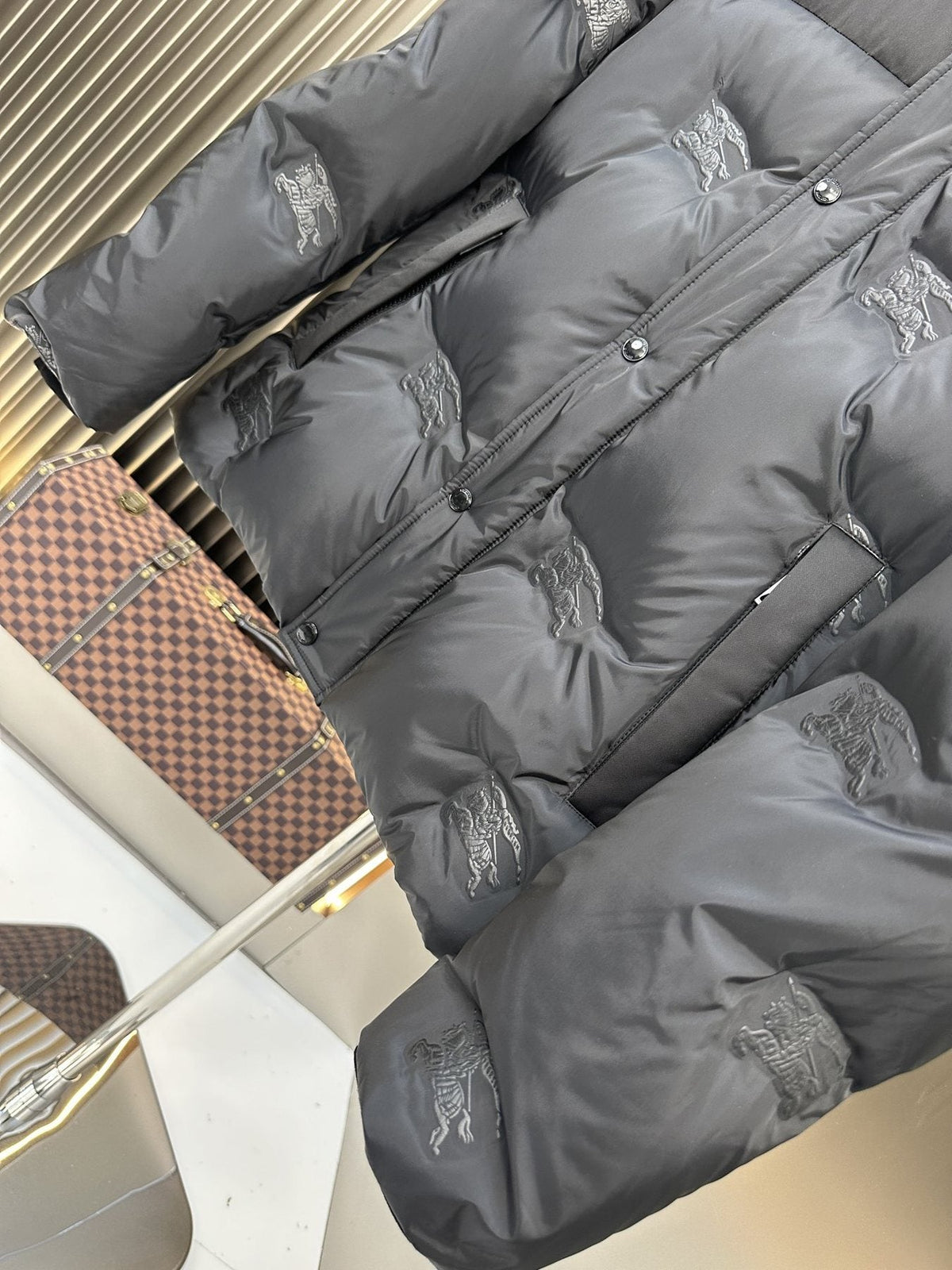 Burberry Charcoal Grey Hooded Quilted Puffer Jacket
