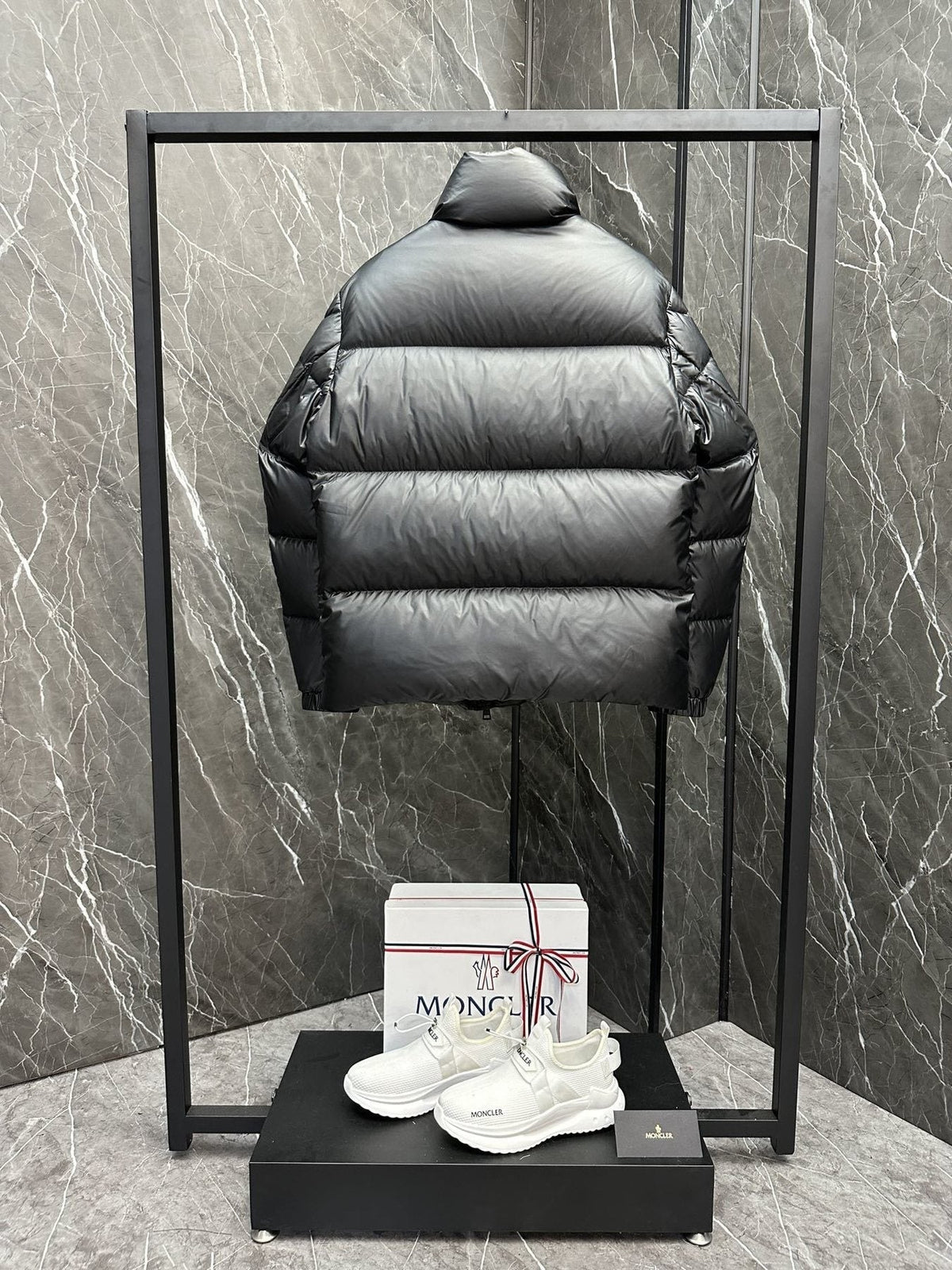 Moncler Pixel Skier Patch Short Down Coat