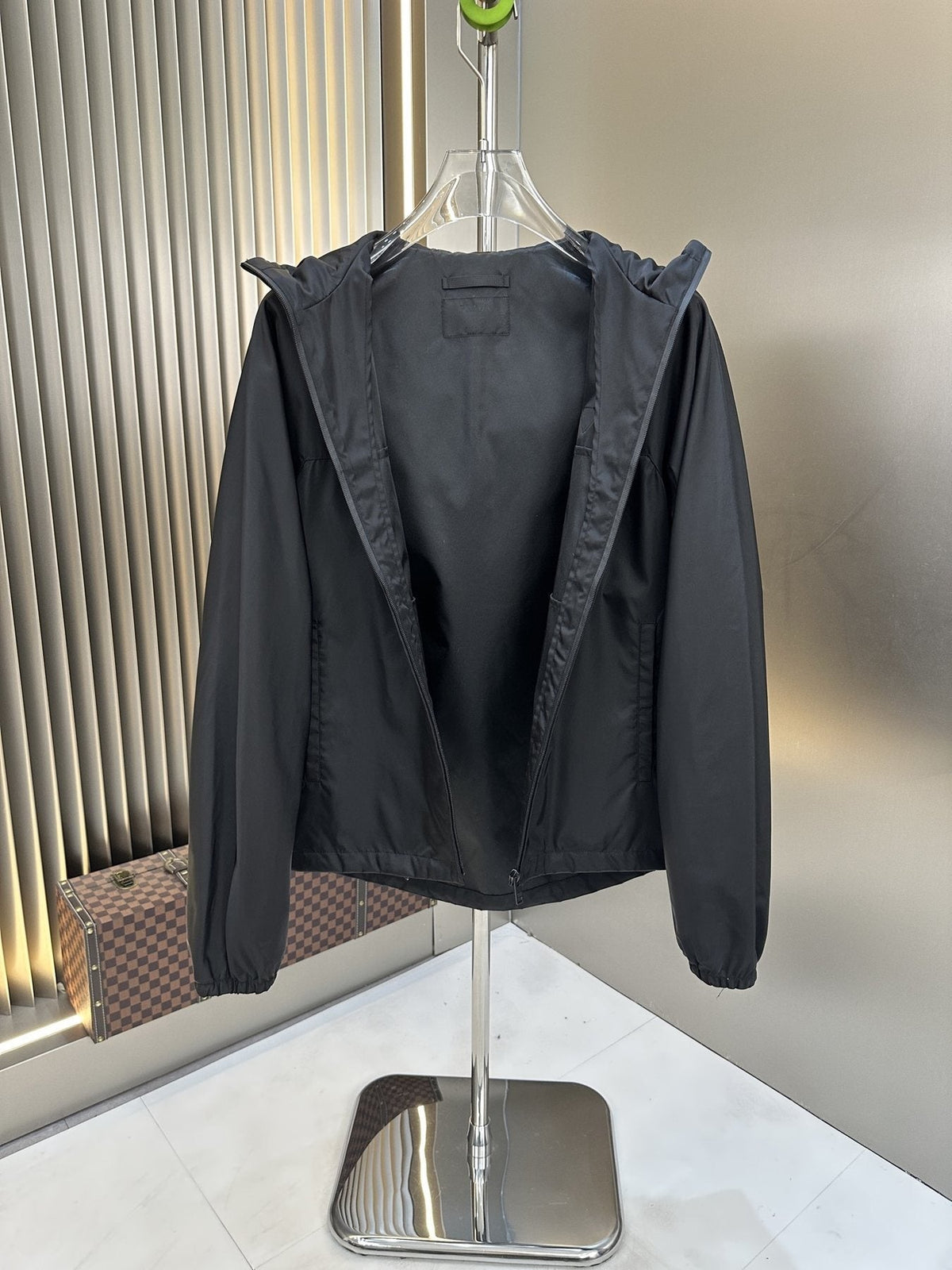 Prada Black Hooded Zip-Front Jacket