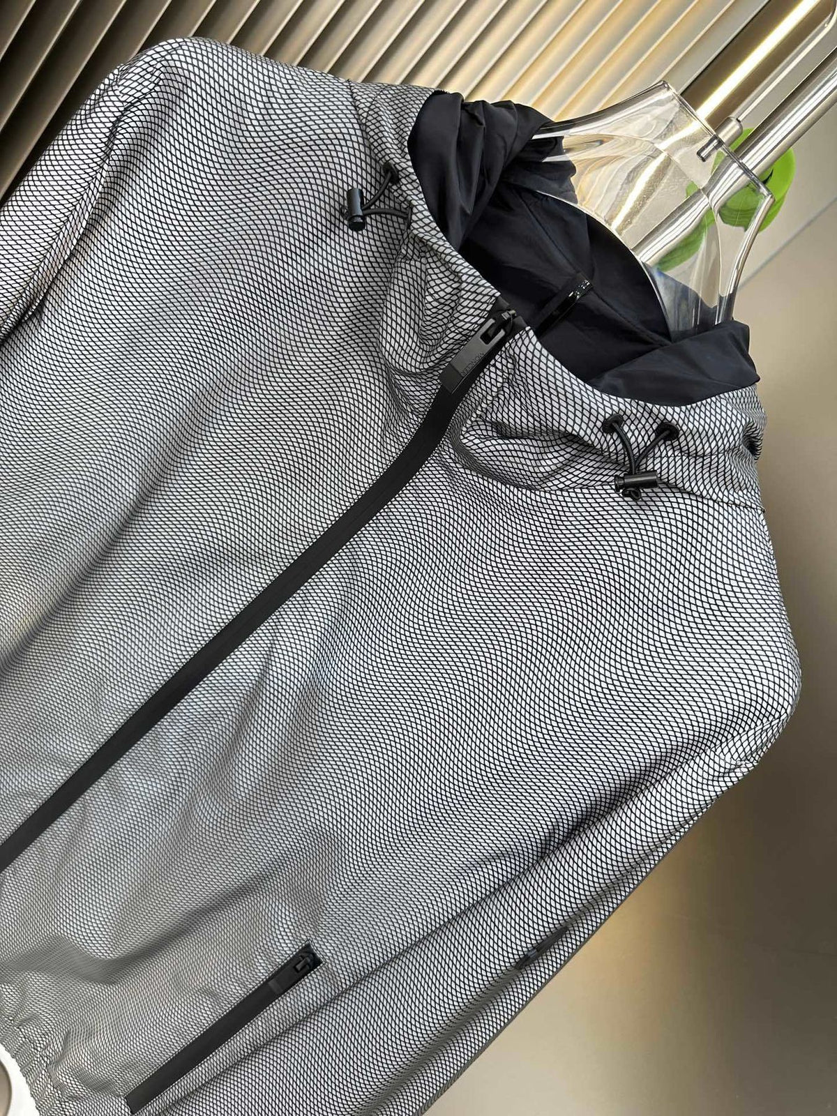 Moncler Grey Micro-Pattern Hooded Jacket