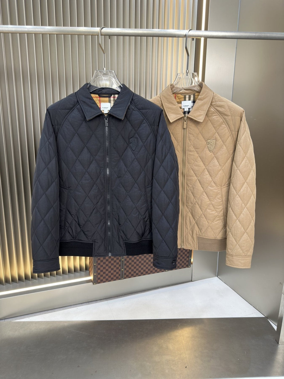 Burberry Diamond-Quilted Check-Lined Jacket