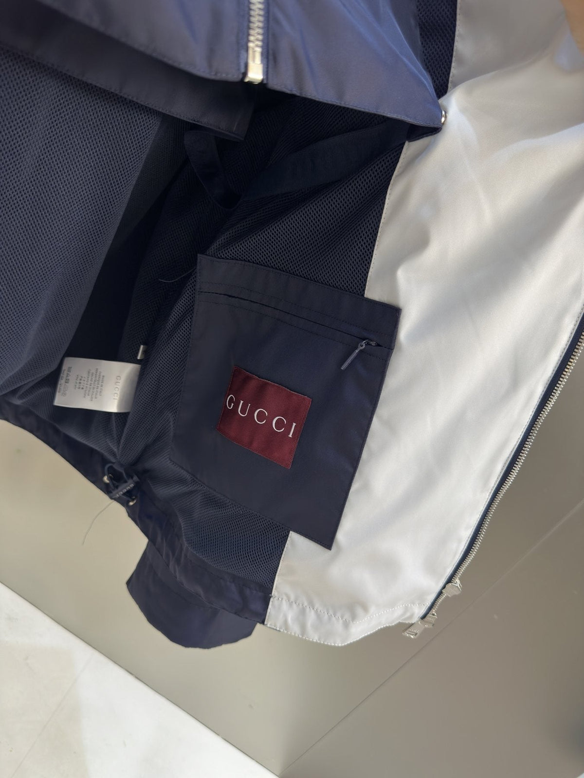 Gucci Navy Hooded Zip-Front Jacket