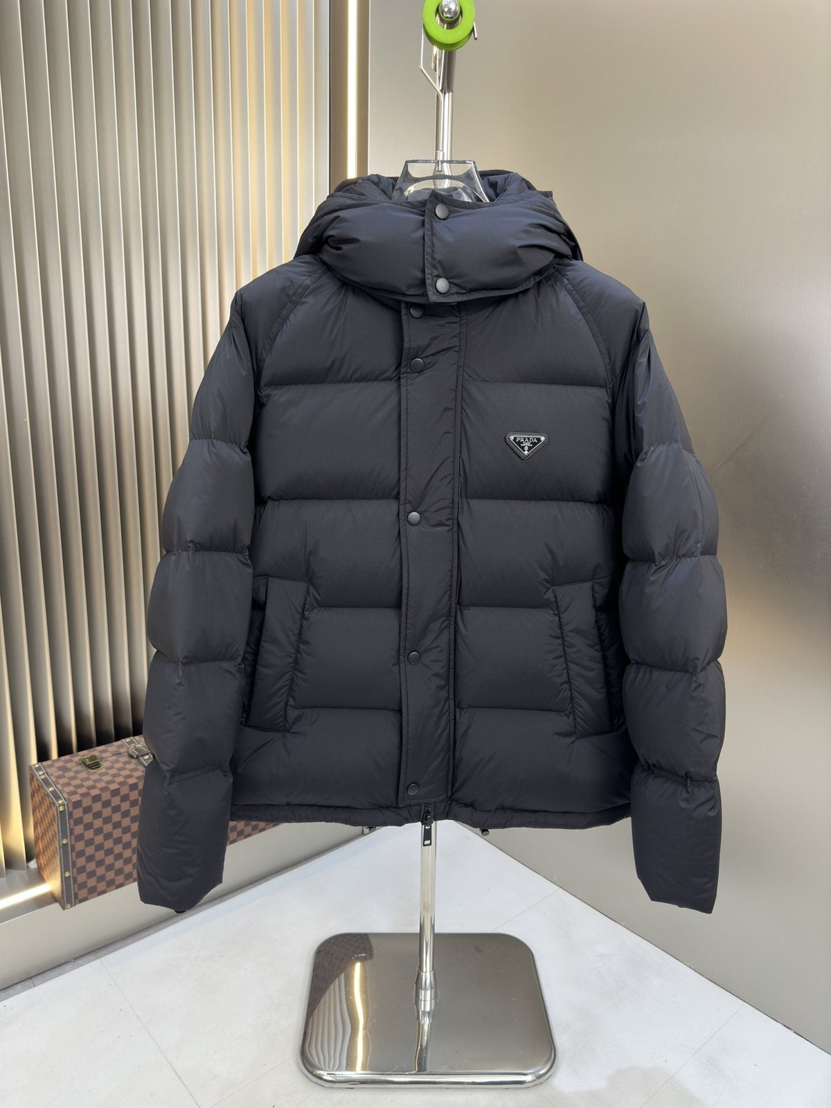 Prada Navy Hooded Puffer Jacket