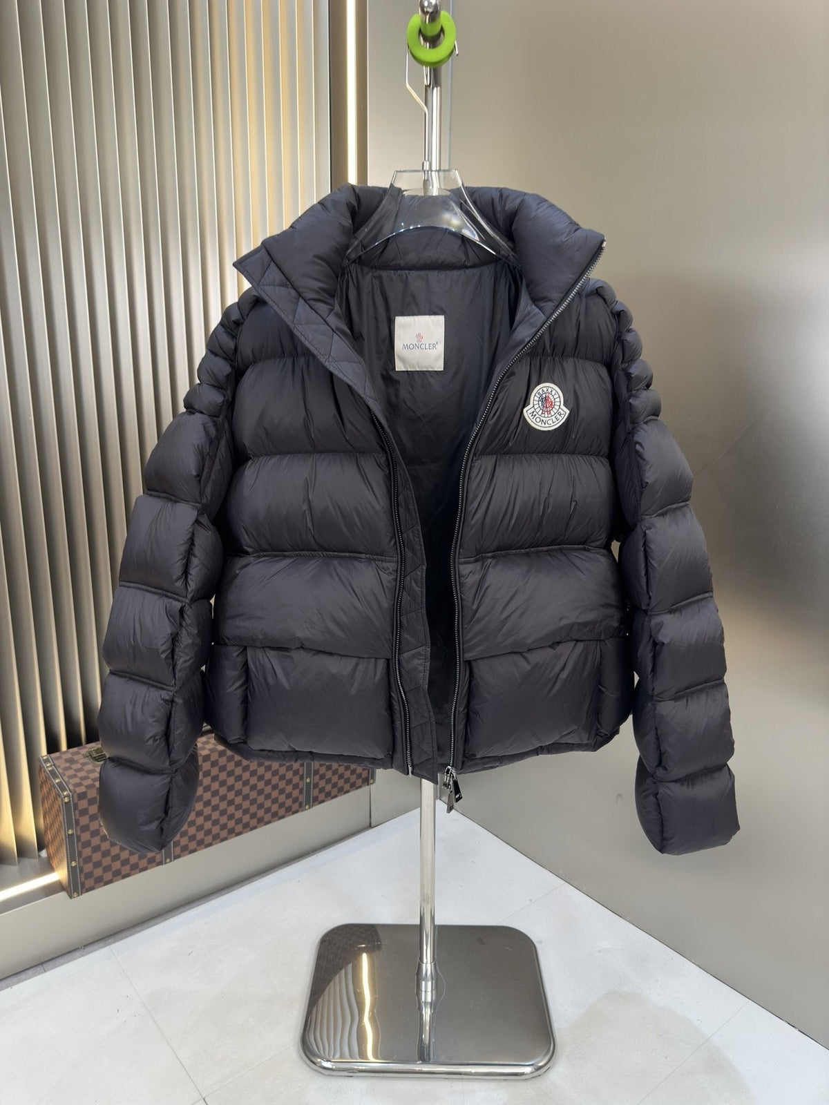 Moncler Black Hooded Quilted Puffer Coat
