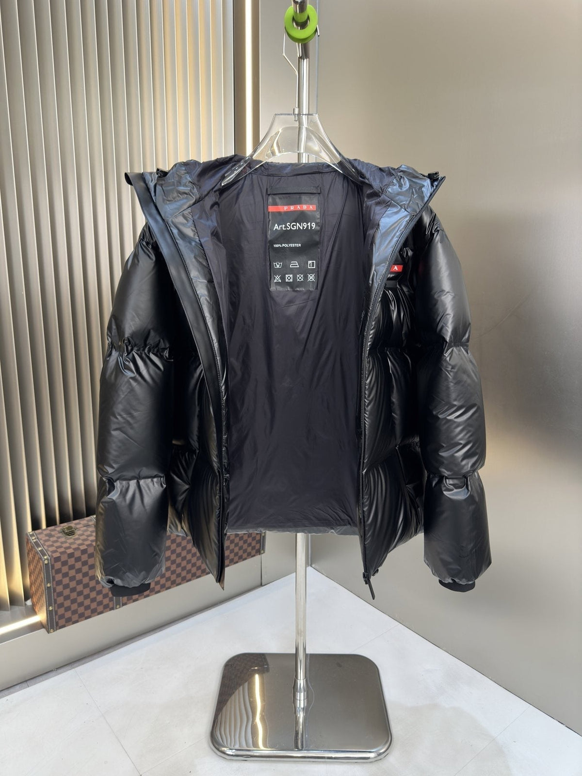 Prada Black Hooded Quilted Puffer Jacket