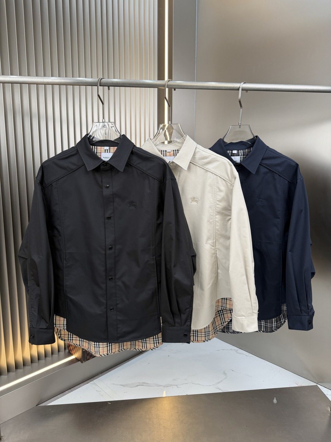 Burberry Plaid-Lined Button-Front Jacket