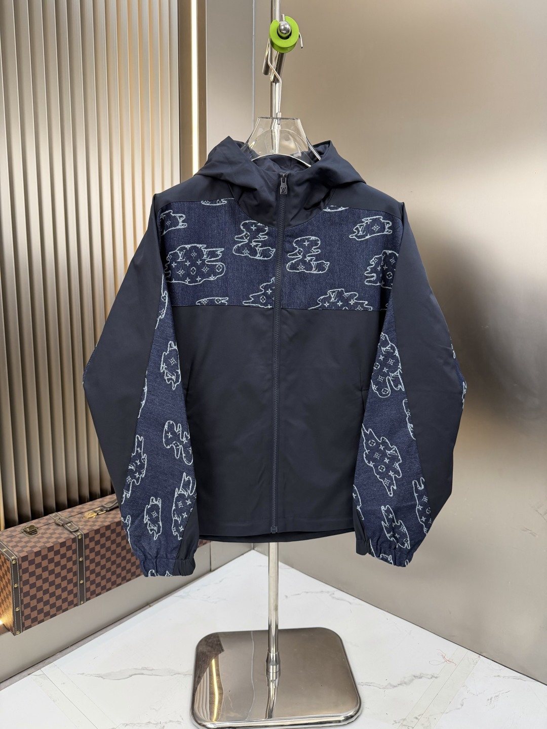 LV Hooded Cloud-Panel Zip Jacket