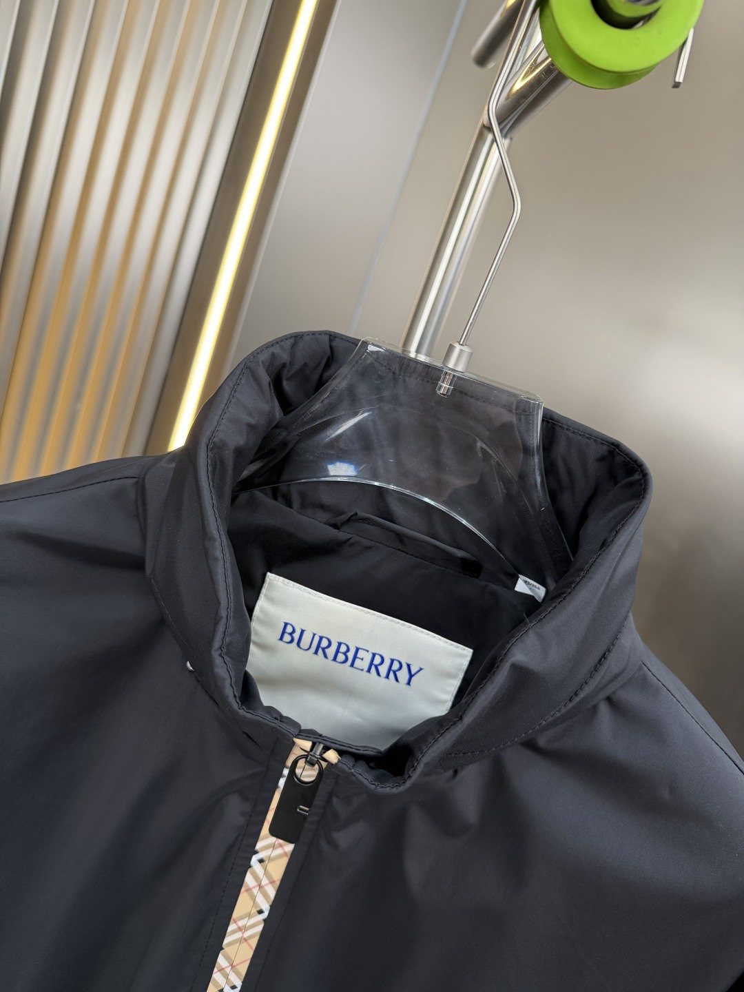 Burberry Black Check-Trim Hooded Jacket