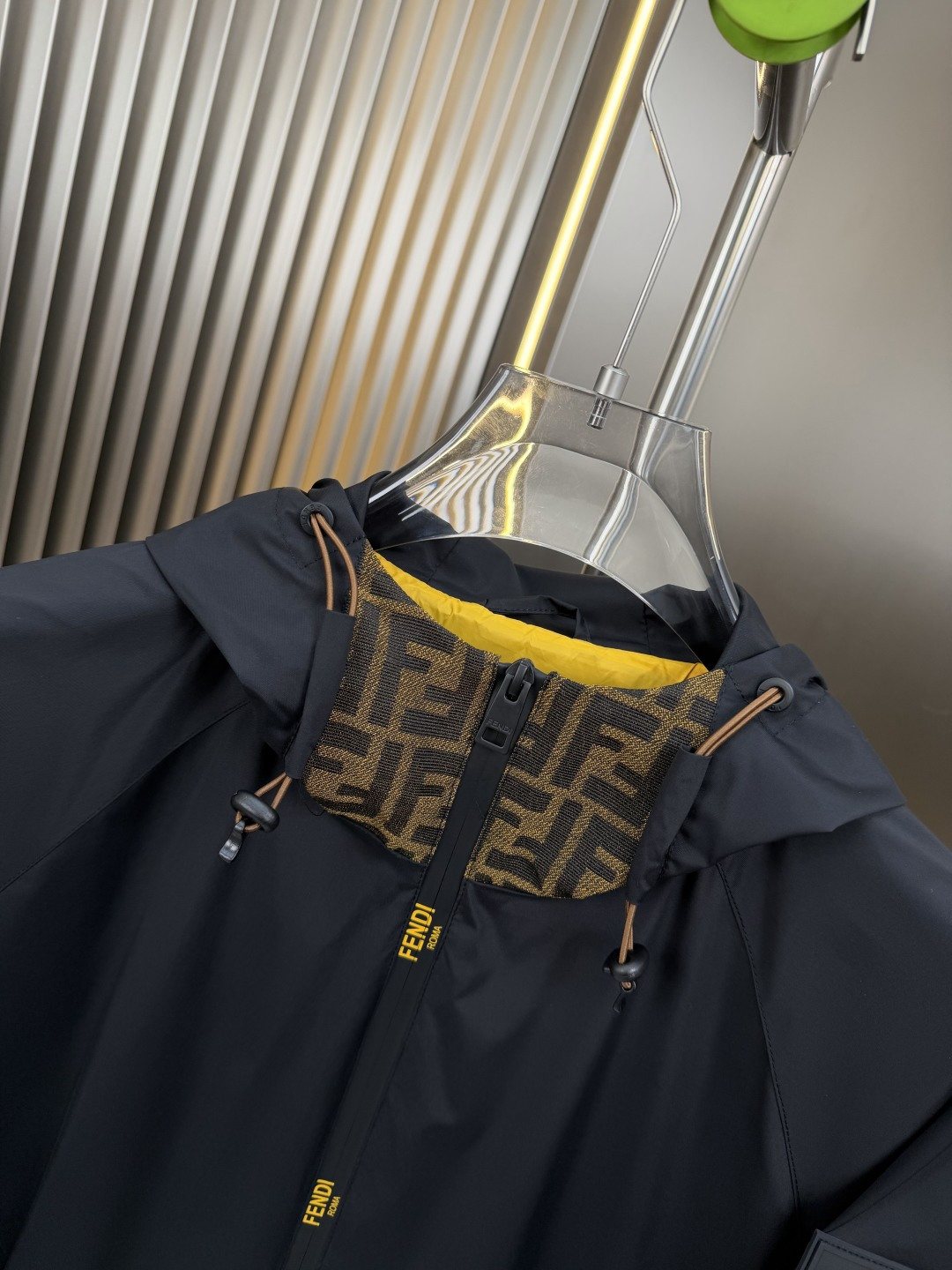 Fendi Black Hooded Zip-Front Jacket