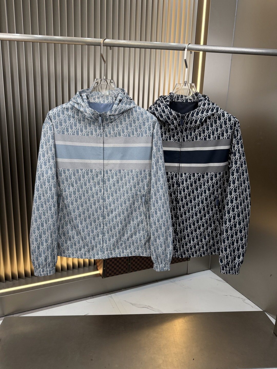 Dior Hooded Monogram Stripe Jacket