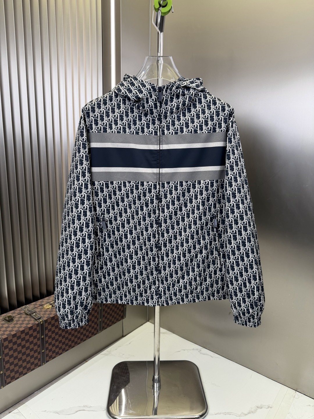 Dior Hooded Monogram Stripe Jacket