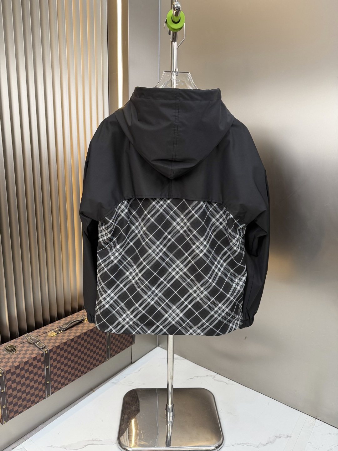 Burberry Hooded Zip Jacket with Check Panel