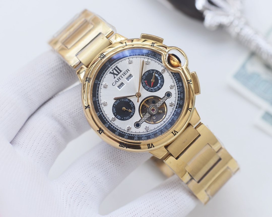 Cartier Gold White Dial Bracelet Watch