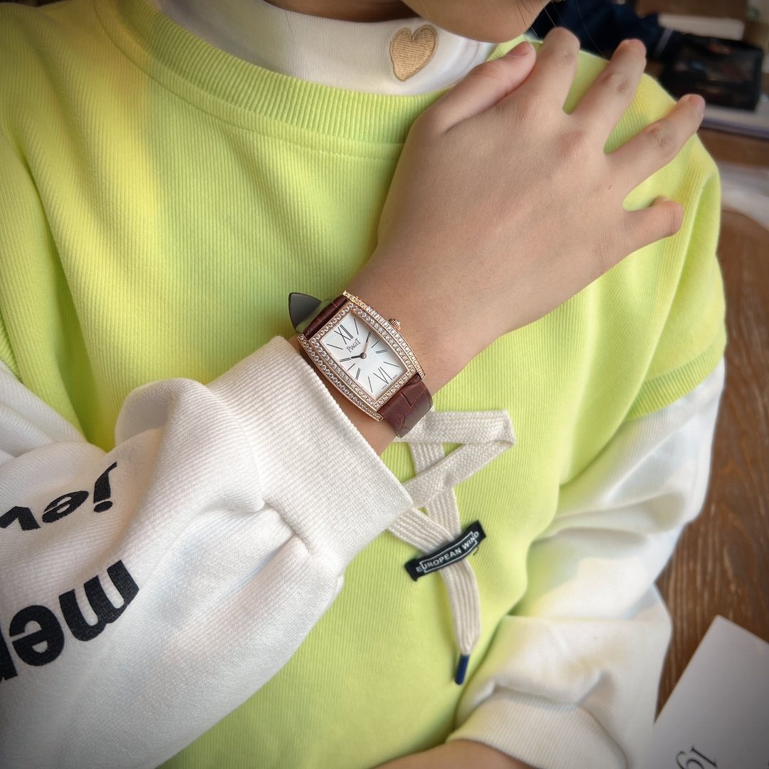 Piaget Brown Rose Gold Strap Watch