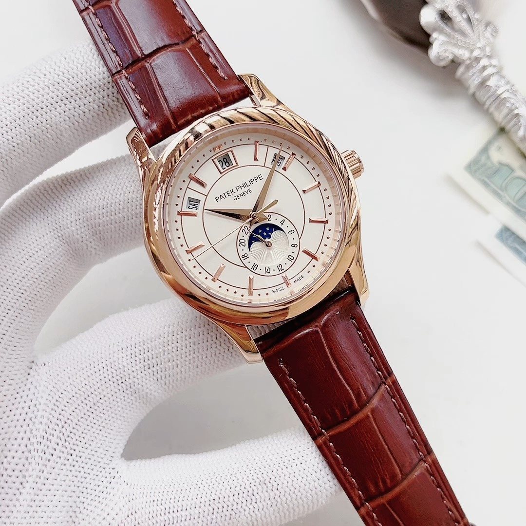 Patek Philippe Rose Gold-Tone Leather Strap Watch