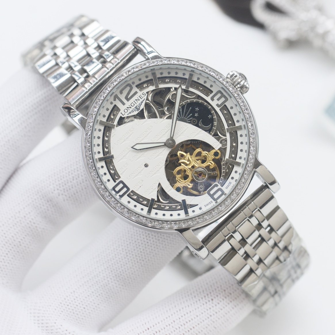 Longines Silver White Dial Bracelet Watch