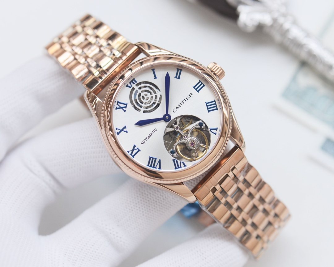 Cartier Rose Gold White Dial Bracelet Watch