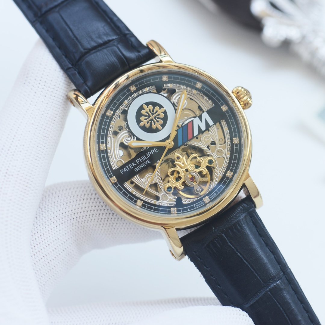 Patek Philippe Gold Black Strap Watch