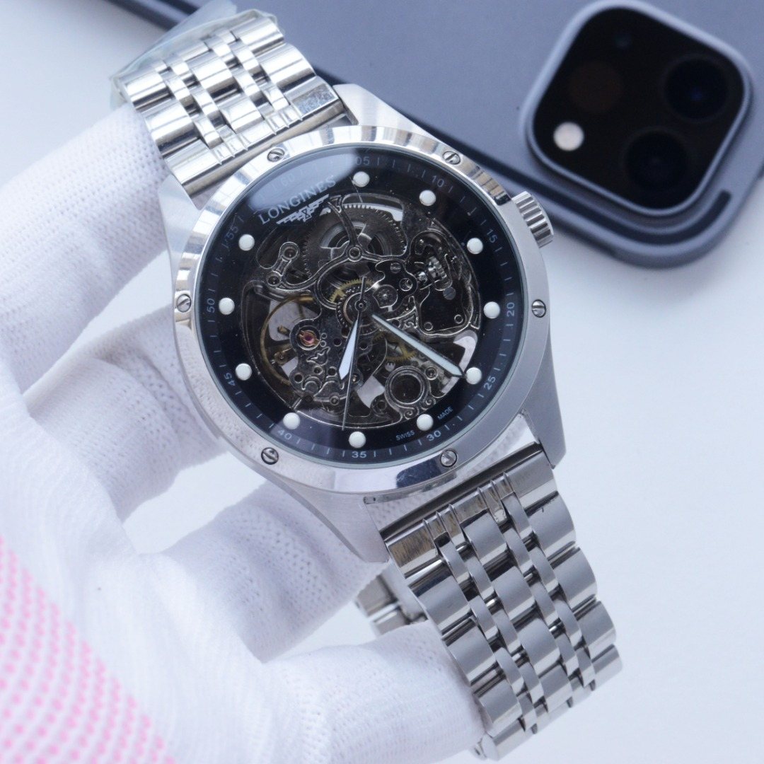 Longines Silver Black Bracelet Watch