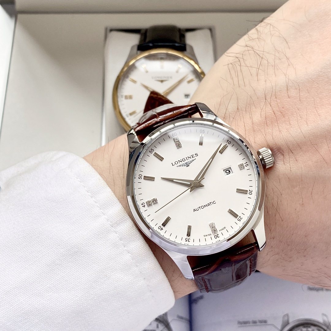Longines Gold White Dial Strap Watch