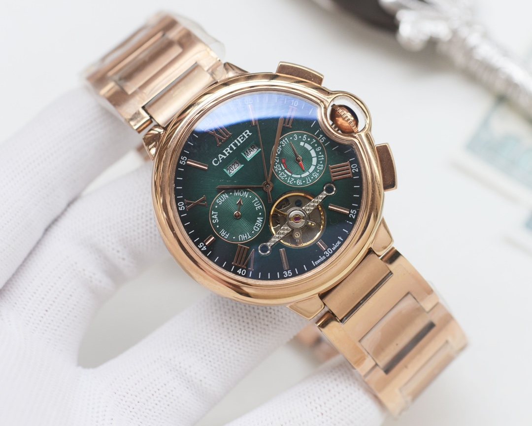 Cartier Rose Gold Green Dial Bracelet Watch