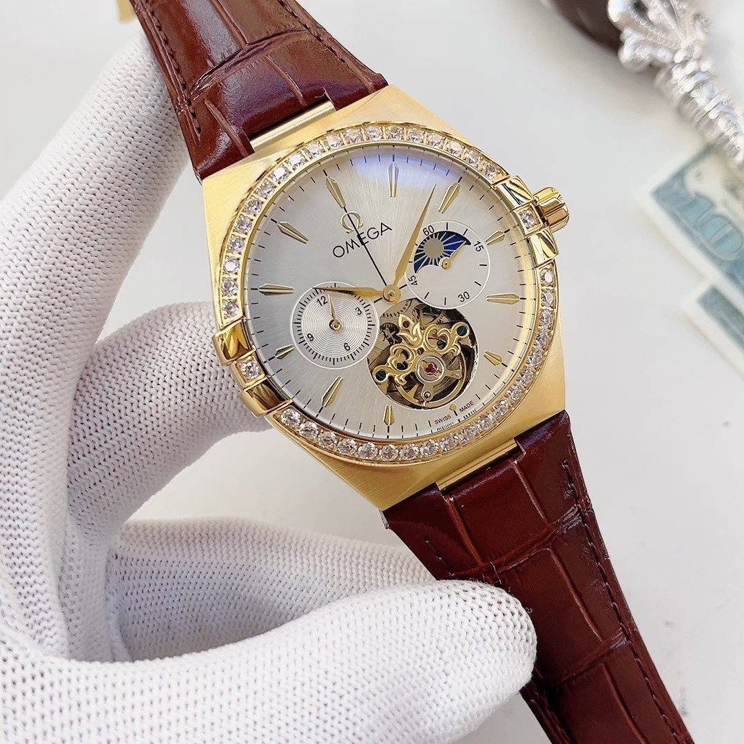 Omega Gold-Tone Open-Heart Watch
