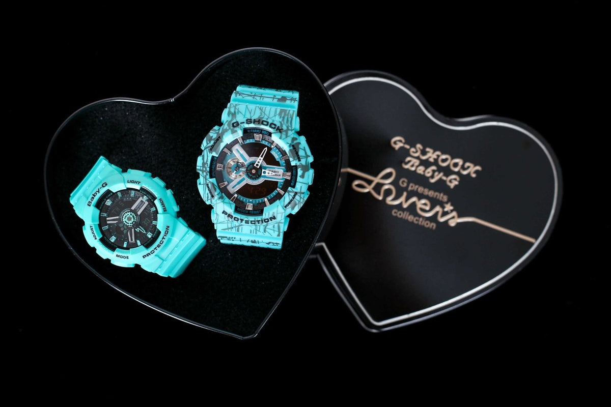 Casio Black Silver Dial Couple Watch Set