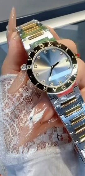 Bvlgari Two Tone Gold Blue Dial Bracelet Watch